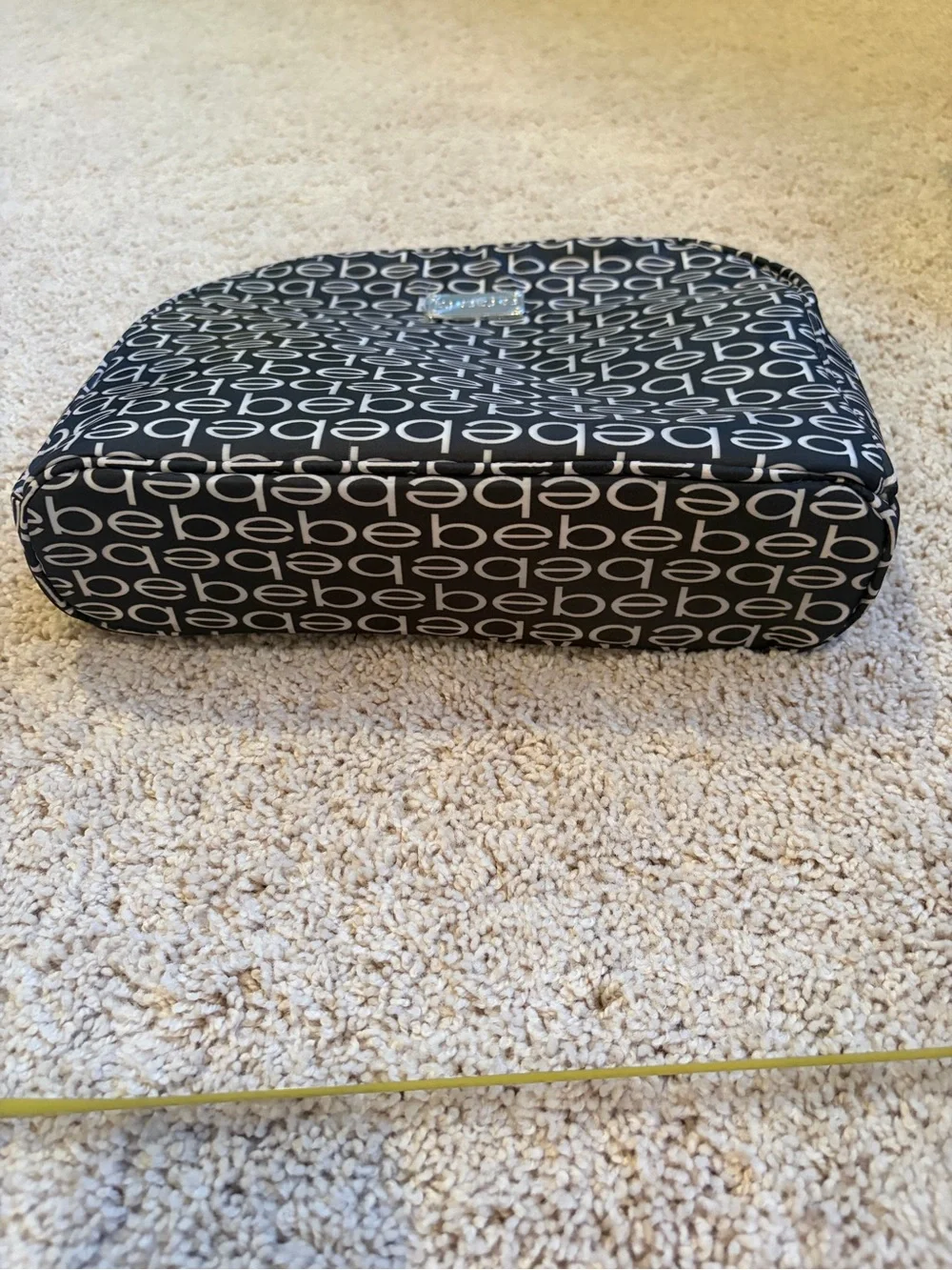 Bebe Black and White Logo Print Cosmetic Case XL